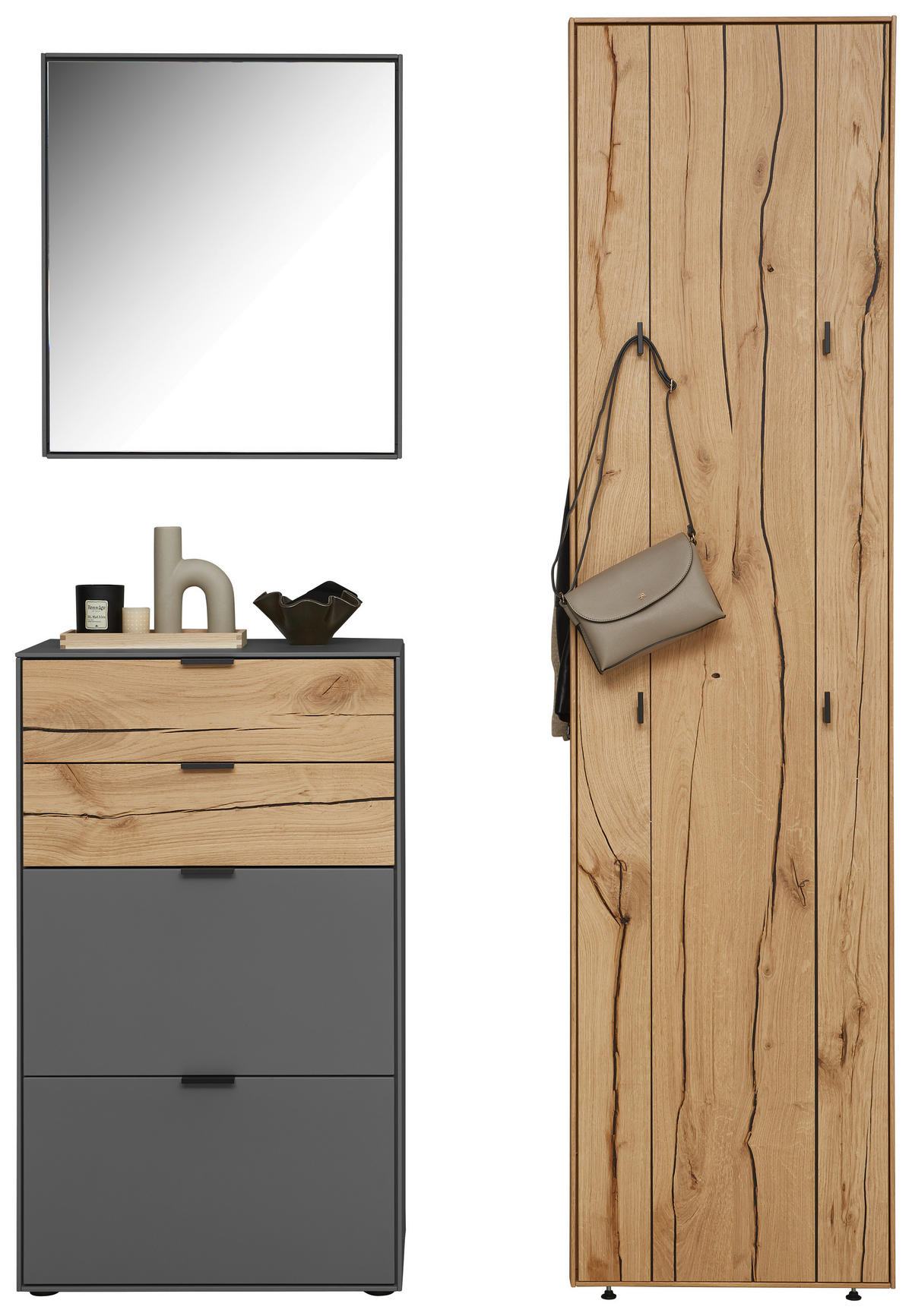 GARDEROBE 4-teilig  in 128,8/205,5/37,1 cm  - Design, Glas/Holz (128,8/205,5/37,1cm) - Dieter Knoll