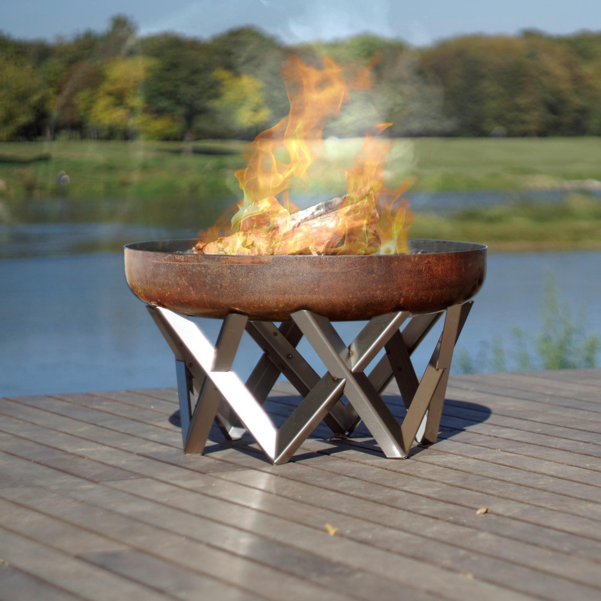 Thumbnail - Ambia Garden Feuerschale Svenskav Venta L 2082, Edelstahl, Rost, Metall, 45x27x45 cm, Grüner Punkt, Made in Europe, Hand...