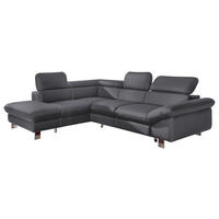 WOHNLANDSCHAFT Fango Lederlook Bettkasten, Schlaffunktion, Rücken echt, Kopfteilverstellung  - Chromfarben/Fango, MODERN, Textil/Metall (214/266cm) - MID.YOU