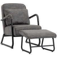 RELAXSESSELSET Lesesessel Mikrofaser    - Schwarz/Grau, Design, Textil/Metall (80/85/57cm) - Livetastic