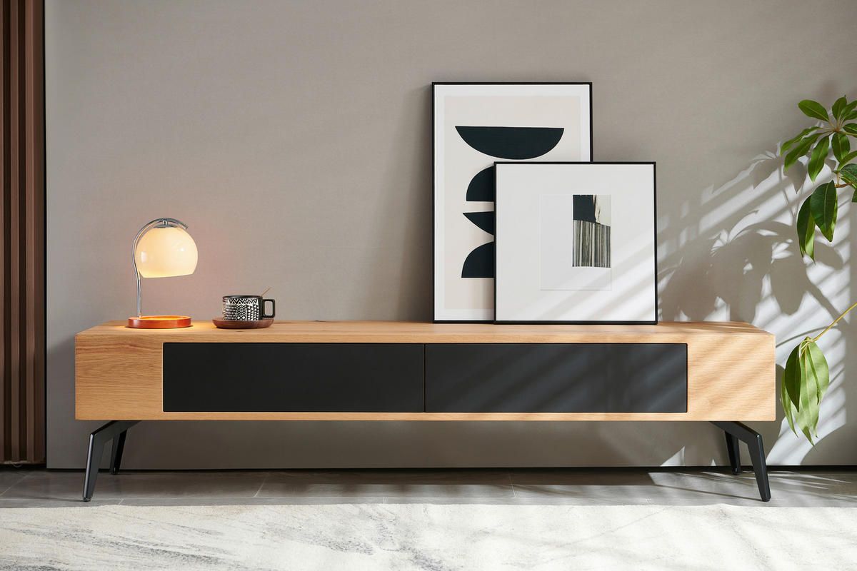 LOWBOARD  in 160/38/40 cm  - Schwarz/Naturfarben, Design, Holz/Metall (160/38/40cm) - Livetastic
