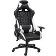 GAMINGSTUHL  in Lederlook Schwarz, Weiß  - Schwarz/Weiß, Design, Kunststoff/Textil (70/129-138/59cm) - Xora