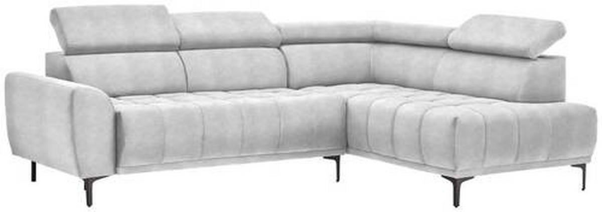 ECKSOFA Hellgrau Velours  - Hellgrau/Schwarz, Design, Textil/Metall (261/191cm) - Stylife