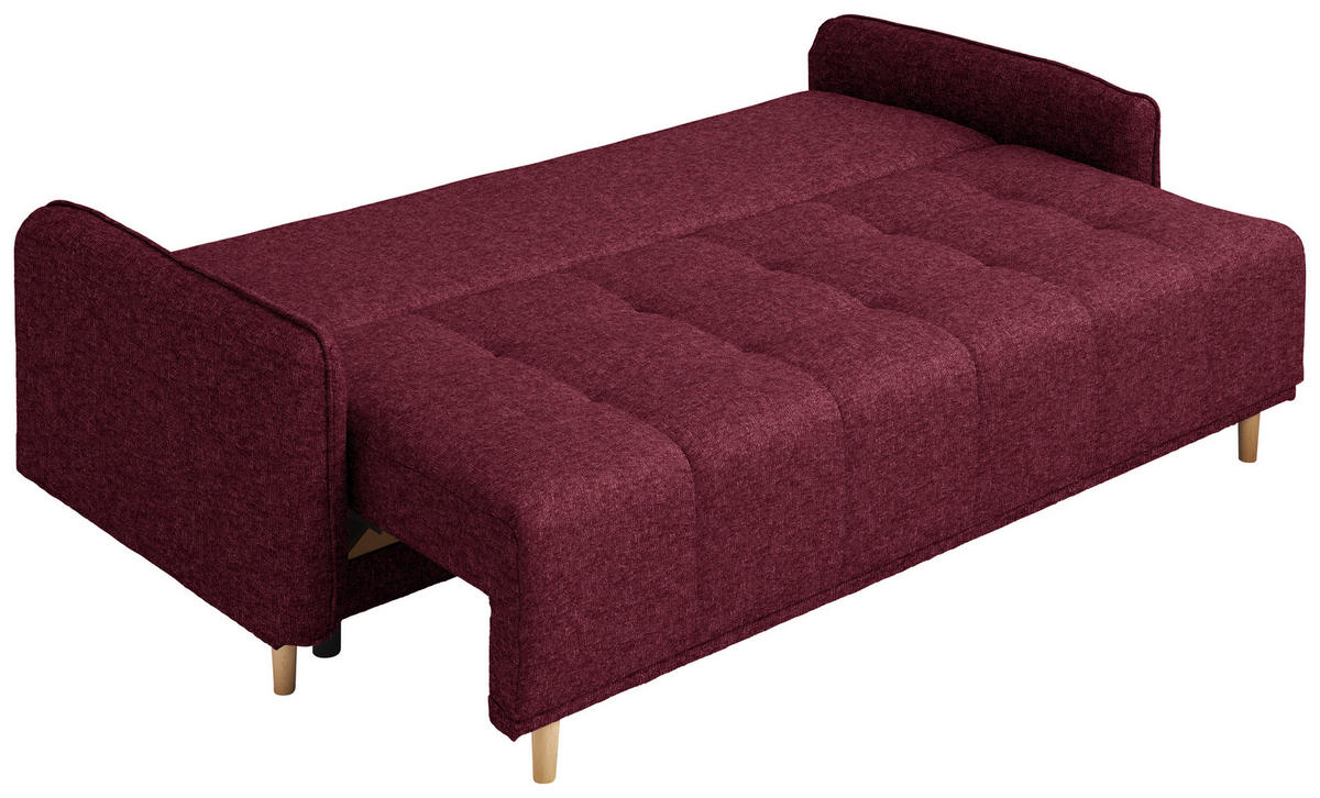 SCHLAFSOFA  in Chenille Bordeaux  - Bordeaux/Buchefarben, Design, Holz/Textil (217/97/101cm) - Carryhome