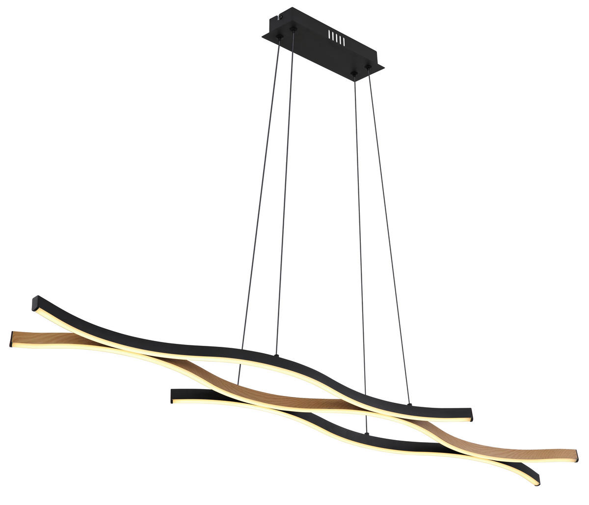 LED-HÄNGELEUCHTE 108/18/120 cm   - Opal/Schwarz, MODERN, Kunststoff/Metall (108/18/120cm) - Globo