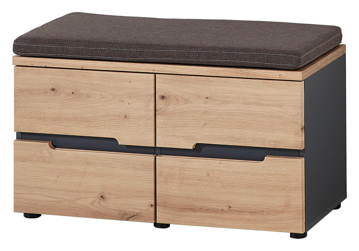 GARDEROBE 7-teilig  in 255/192/38 cm  - Graphitfarben/Eiche Artisan, Design, Glas/Holzwerkstoff (255/192/38cm) - Voleo