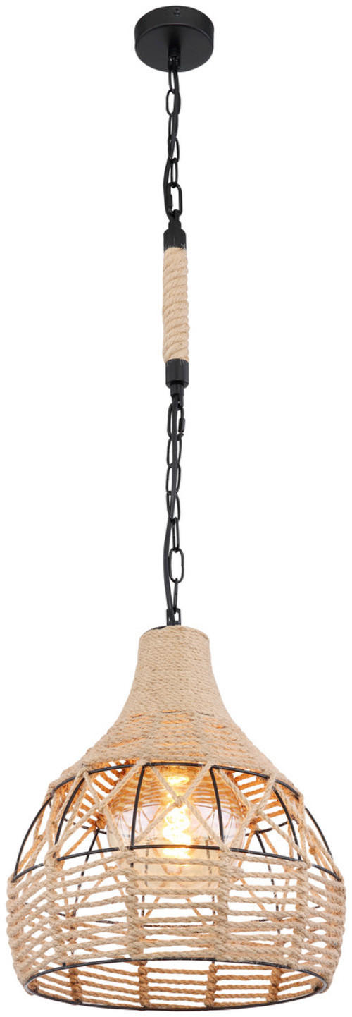 HÄNGELEUCHTE 30/135 cm    - Schwarz/Braun, Basics, Naturmaterialien/Metall (30/135cm) - Globo