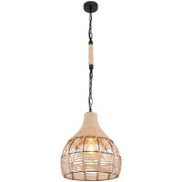 HÄNGELEUCHTE 30/135 cm    - Schwarz/Braun, Basics, Naturmaterialien/Metall (30/135cm) - Globo