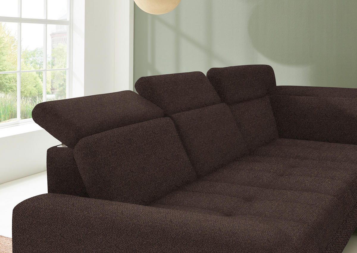 ECKSOFA Dunkelbraun Chenille  - Dunkelbraun/Schwarz, Design, Textil/Metall (310/220cm) - Beldomo Style
