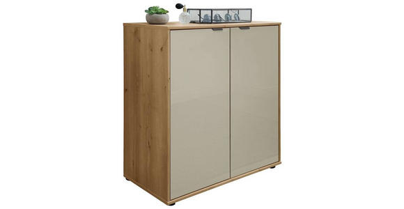 KOMMODE 80/70/43 cm in Champagner, Eiche Bianco - Schieferfarben/Eiche Bianco, KONVENTIONELL, Glas/Holzwerkstoff (80/70/43cm) - Dieter Knoll