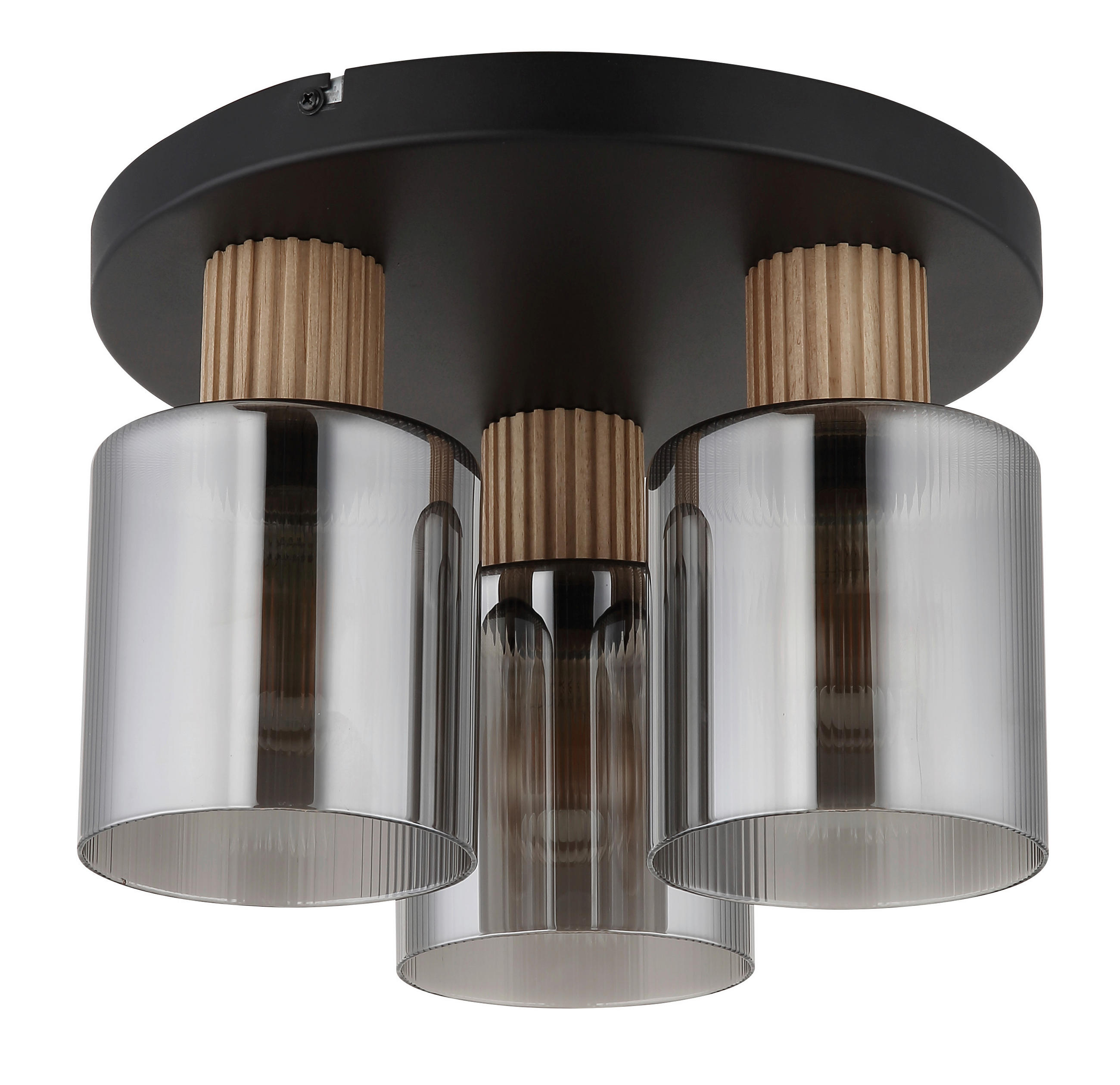 STROPNÍ SVÍTIDLO, 30/30/21 cm - tmavě hnědá/černá, Natur, kov/dřevo (30/30/21cm) - Globo