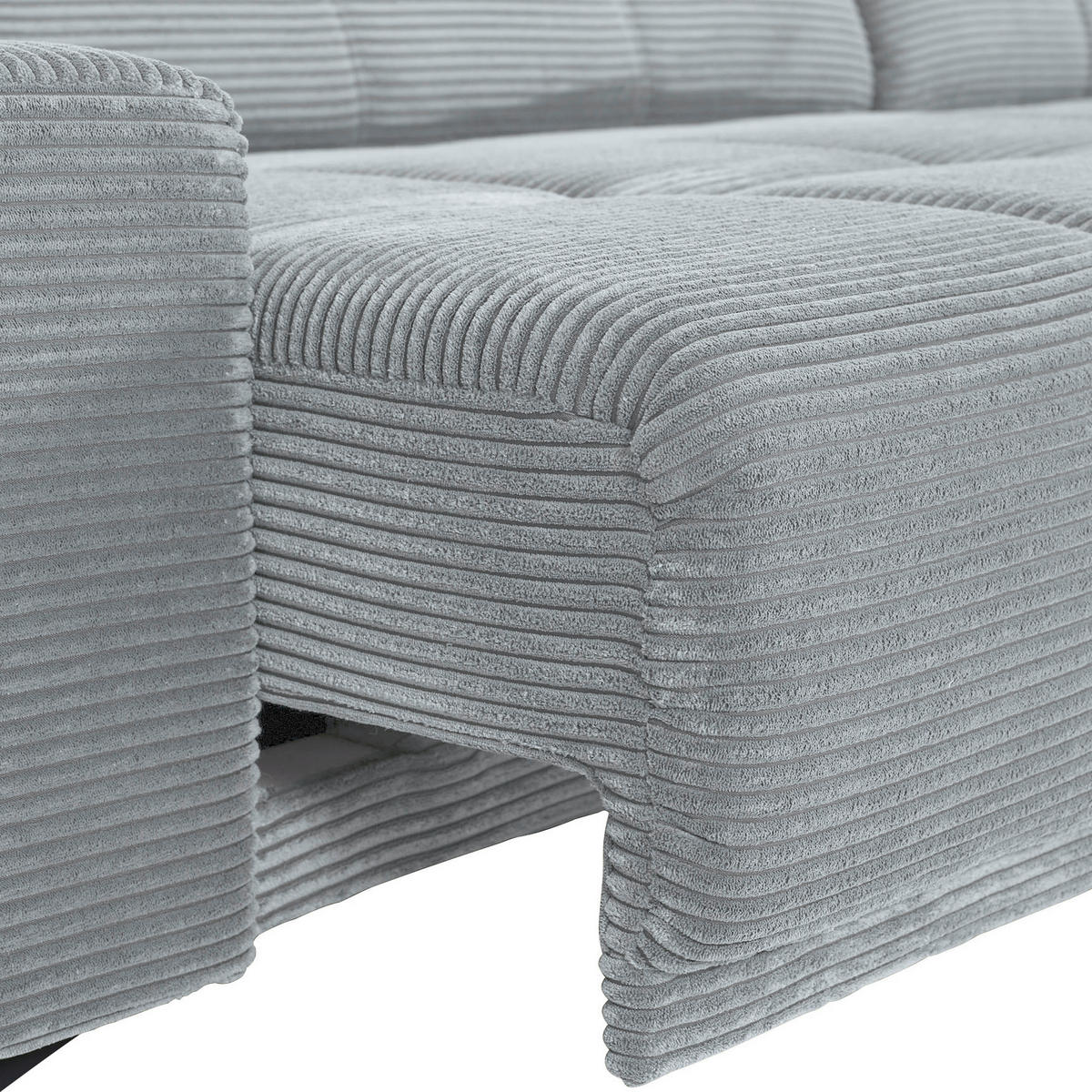 ECKSOFA in Cord Hellgrau  - Hellgrau/Schwarz, Konventionell, Textil/Metall (295/165cm) - Carryhome