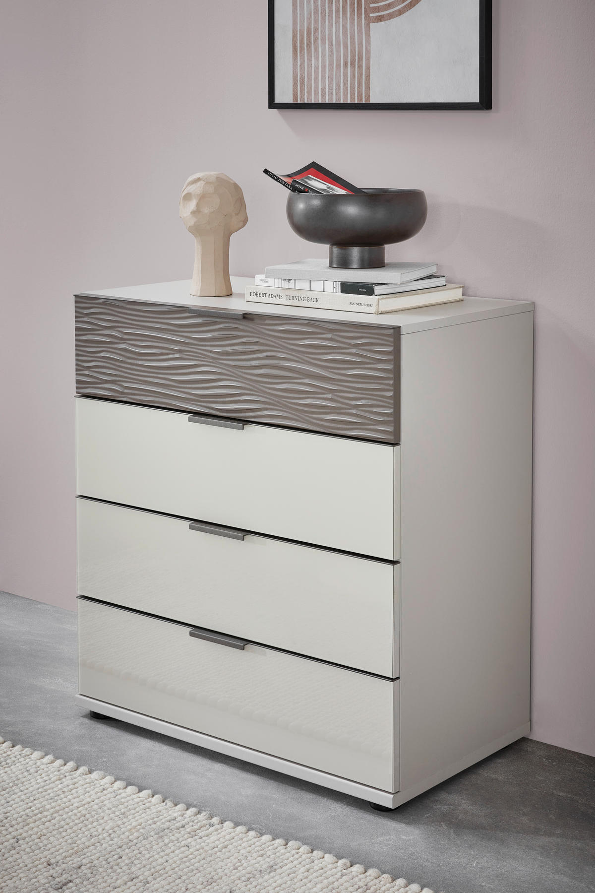 KOMODA, siva  - črna/siva, Design, kovina/umetna masa (121/82/42cm) - Dieter Knoll