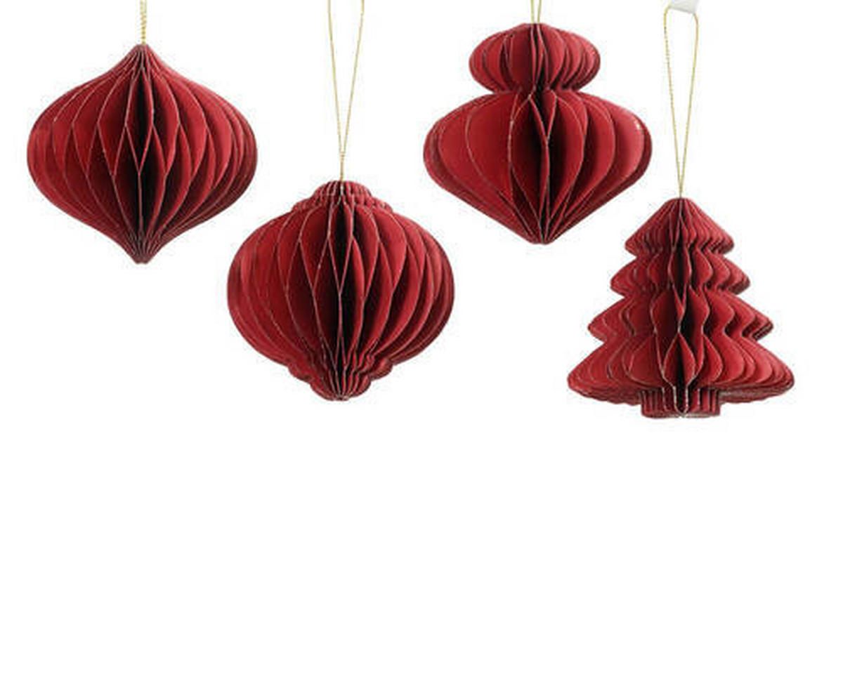 CHRISTBAUMANHÄNGER  - Rot, LIFESTYLE, Papier (8,00/8,00/8,00cm) - Sonnhaus