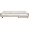 ECKSOFA in Velours Weiss  - Weiss/Buchefarben, Design, Holz/Textil (329/150cm) - Lomoco