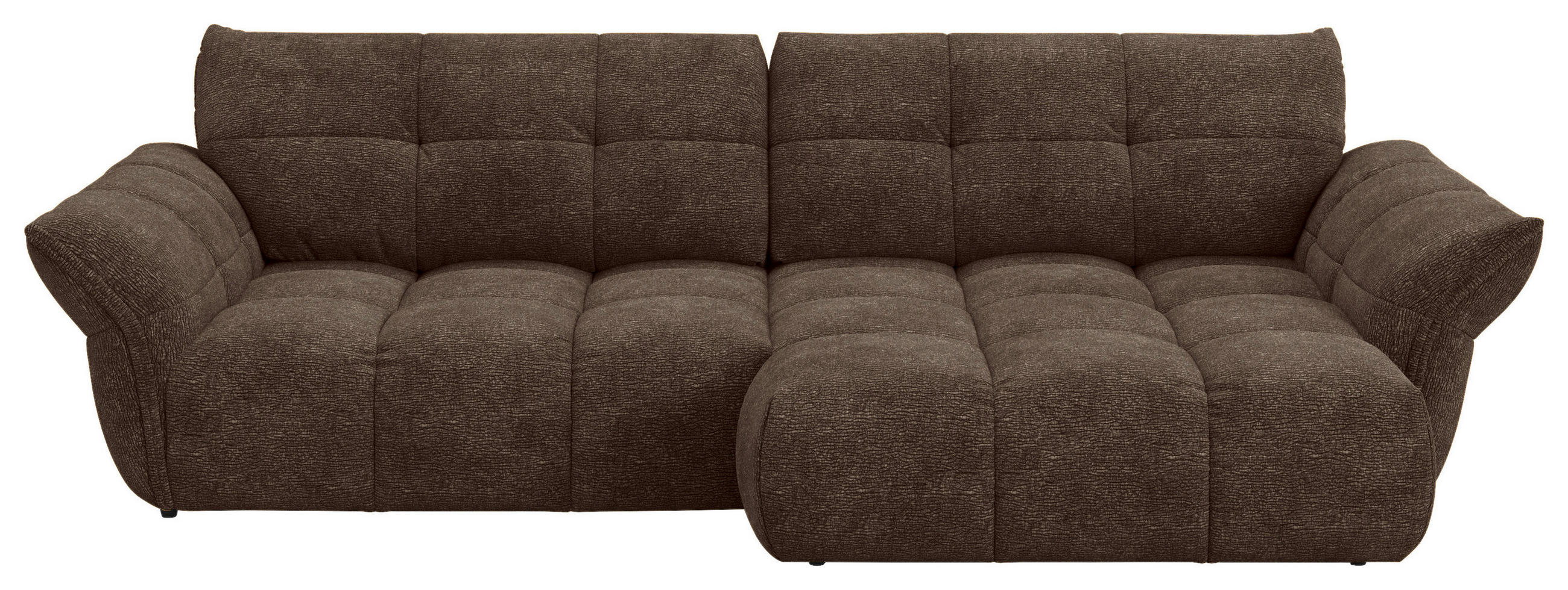 ECKSOFA Dunkelbraun Chenille Rücken echt  - Dunkelbraun/Schwarz, Design, Kunststoff/Textil (312/177cm) - Welnova