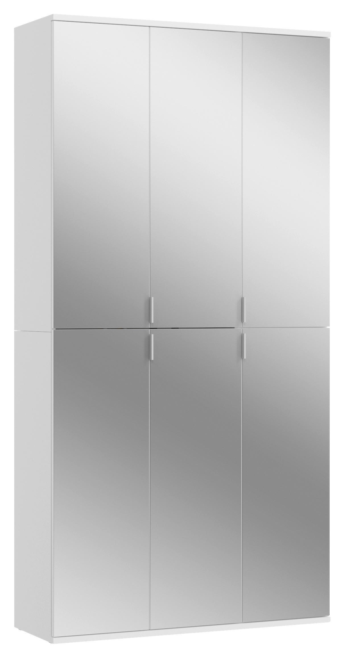 DREHTÜRENSCHRANK 91/193/34 cm 6-türig Weiß  - Chromfarben/Weiß, MODERN, Glas/Holzwerkstoff (91/193/34cm) - MID.YOU