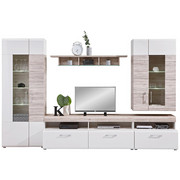 REGAL ZA DNEVNI BORAVAK - bijela/boje hrasta, Design, staklo/drvni materijal (330/209/52cm) - CARRYHOME
