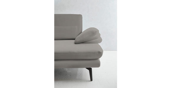 2,5-SITZER in Leder Silberfarben - Silberfarben/Schwarz, Design, Leder/Metall (196/86/104cm) - Dieter Knoll
