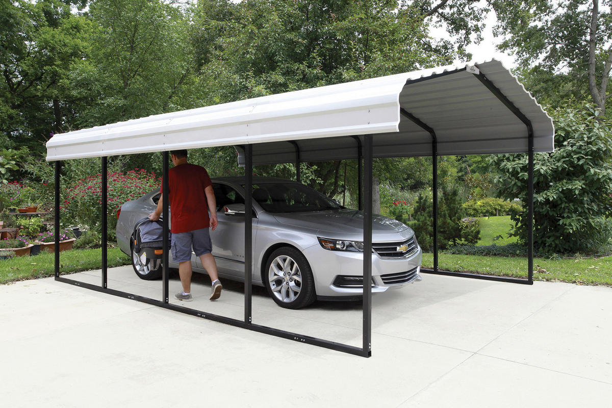 CARPORT - Schwarz/Grau, Basics, Metall (370/260/600cm)