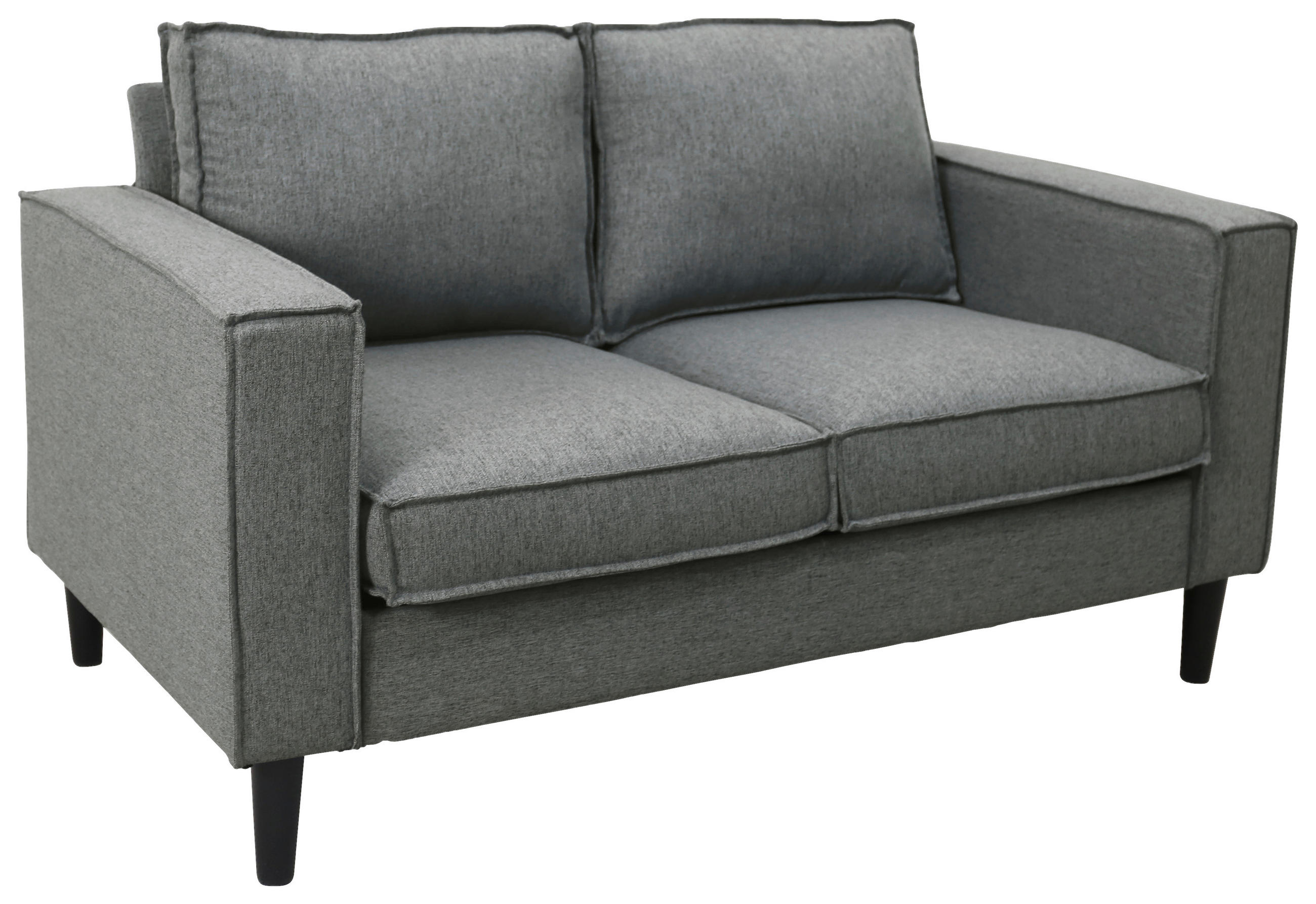 2-SITZER-SOFA in Leinenoptik Hellgrau  - Hellgrau/Schwarz, Basics, Holz/Textil (141,5/84/83cm) - P & B