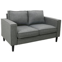 2-SITZER-SOFA in Leinenoptik Hellgrau  - Hellgrau/Schwarz, Basics, Holz/Textil (141,5/84/83cm) - P & B