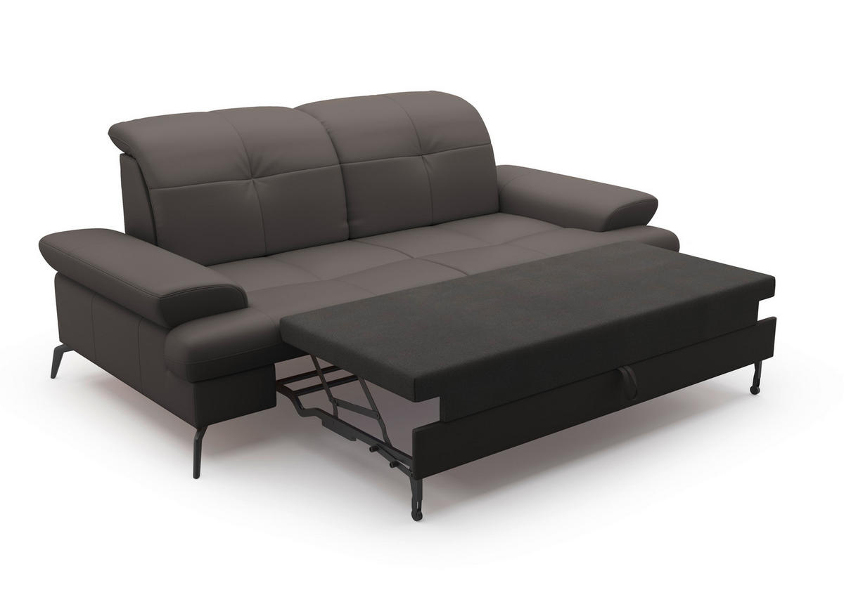 3-SITZER-SOFA in Vliesstoff Kombination Echtleder/Stoff Mokka  - Schwarz/Mokka, Konventionell, Leder/Textil (212/90/122cm) - Sit & More