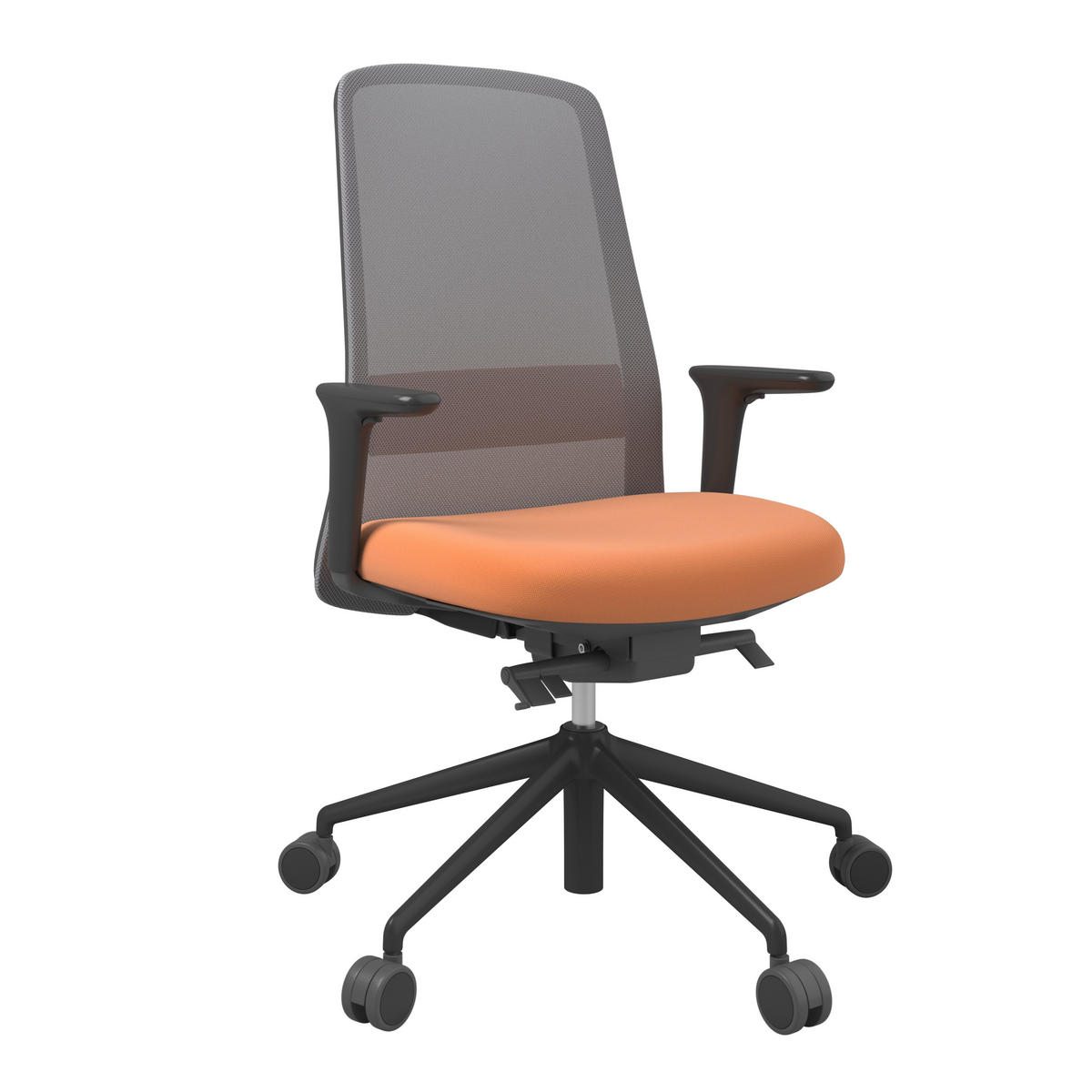DREHSTUHL Grau, Orange, Schwarz  - Schwarz/Orange, MODERN, Kunststoff/Textil (70/103-115/70cm)