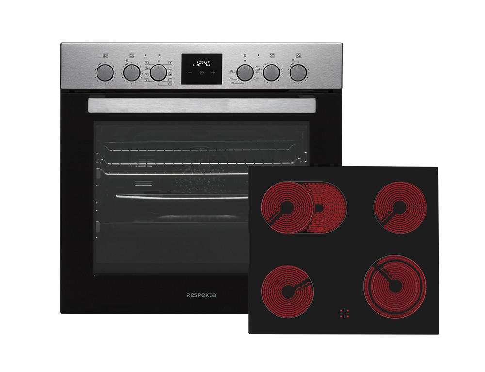 HERDSET HS3000-33  - Edelstahlfarben/Schwarz, Trend, Glas/Metall (59,5/59,5/56,5cm) - Respekta