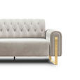 ECKSOFA  in Velours Beige  264/264 cm  - Beige/Goldfarben, KONVENTIONELL, Textil/Metall (264/264cm) - Carryhome