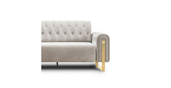 ECKSOFA  in Velours Beige  264/264 cm  - Beige/Goldfarben, KONVENTIONELL, Textil/Metall (264/264cm) - Carryhome