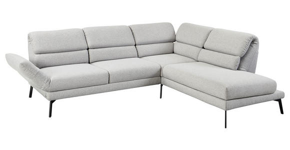 ECKSOFA in Flachgewebe Hellgrau  - Hellgrau/Schwarz, Design, Textil/Metall (253-321/212-253cm) - Dieter Knoll