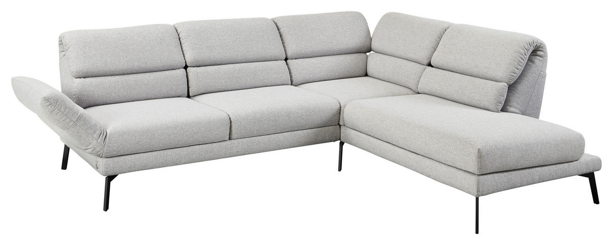 ECKSOFA in Flachgewebe Hellgrau  - Hellgrau/Schwarz, Design, Textil/Metall (253-363/212-253cm) - Dieter Knoll