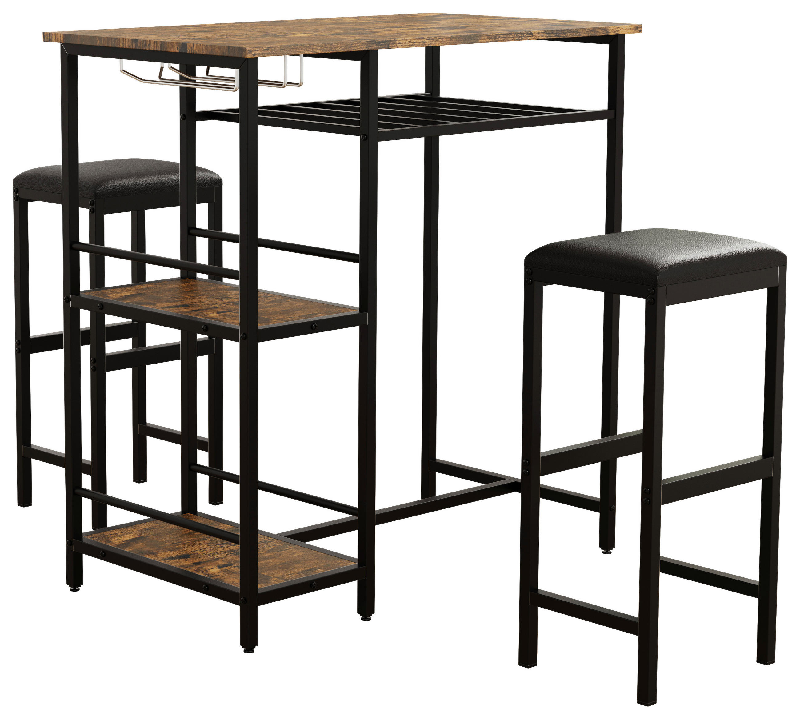 BARTISCH rechteckig Eichefarben, Schwarz - Eichefarben/Schwarz, Design, Holzwerkstoff/Metall (90/50/93cm) - MID.YOU
