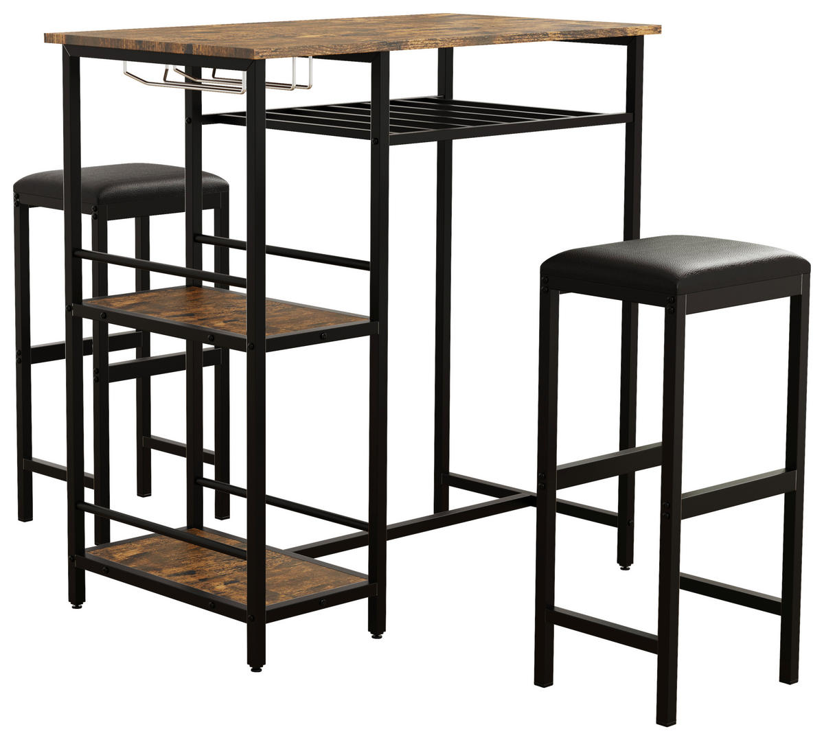 BARTISCH rechteckig Eichefarben, Schwarz  - Eichefarben/Schwarz, Design, Holzwerkstoff/Metall (90/50/93cm) - MID.YOU