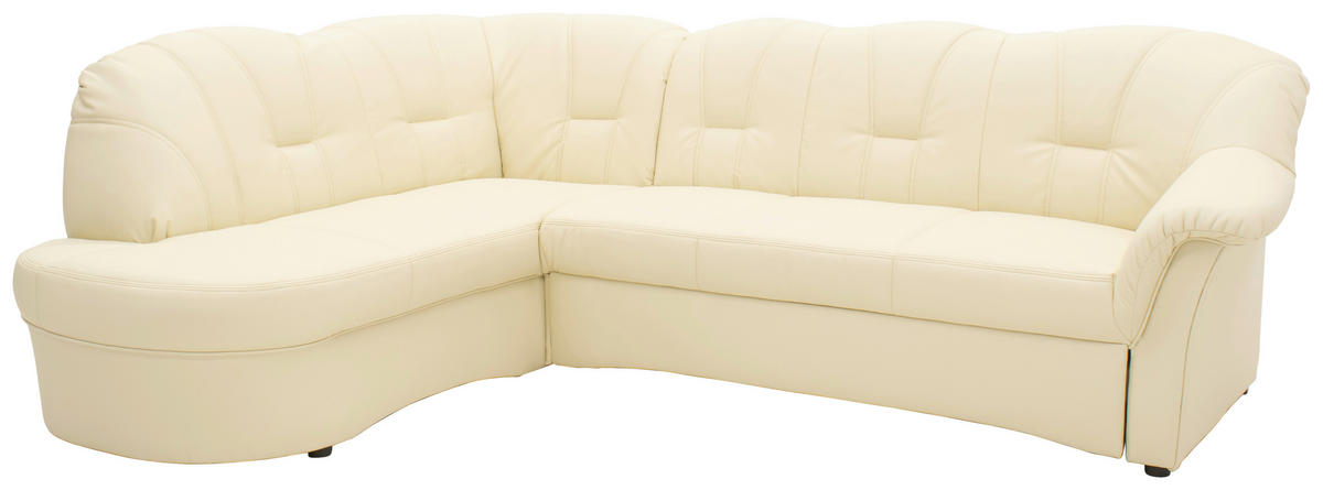 ECKSOFA Beige Lederlook  - Beige/Schwarz, KONVENTIONELL, Kunststoff/Textil (180/243cm) - MID.YOU