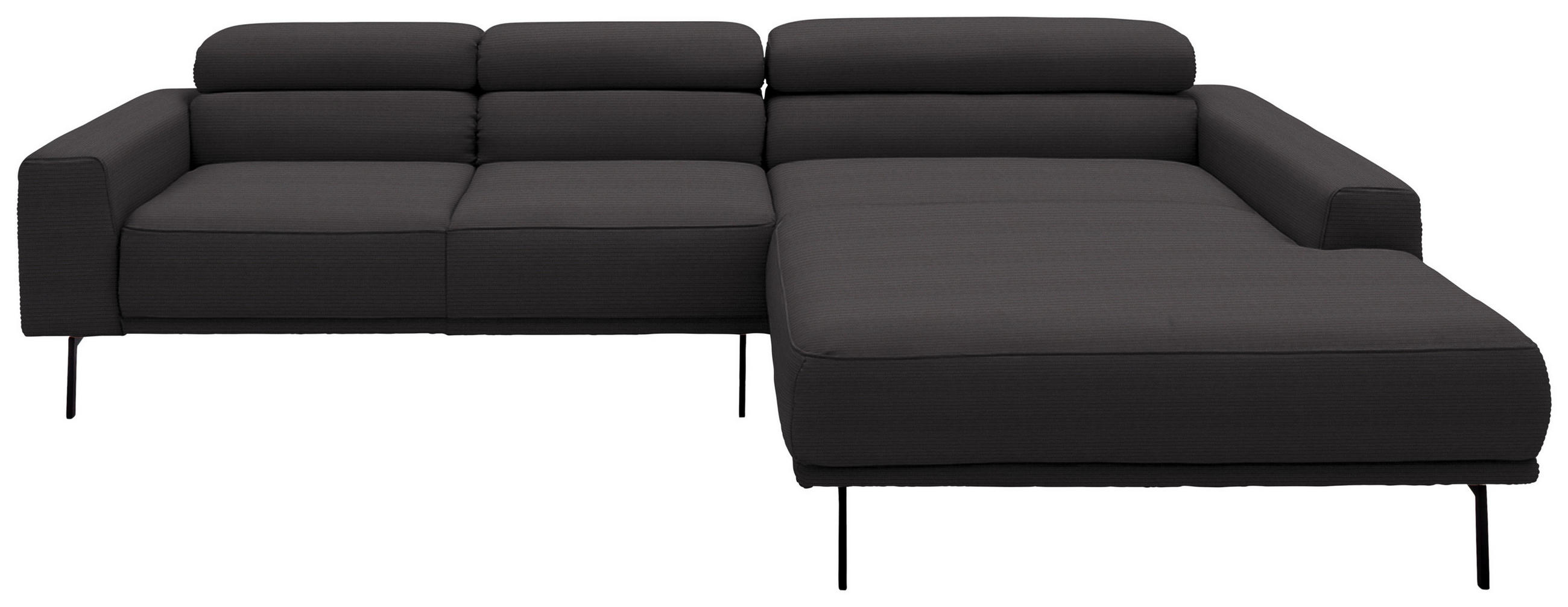 ECKSOFA Cord Dunkelbraun  - Dunkelbraun/Schwarz, Design, Textil/Metall (293/215-217cm) - Schöner Wohnen