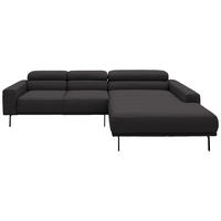 ECKSOFA Cord Dunkelbraun  - Dunkelbraun/Schwarz, Design, Textil/Metall (293/215-217cm) - Schöner Wohnen