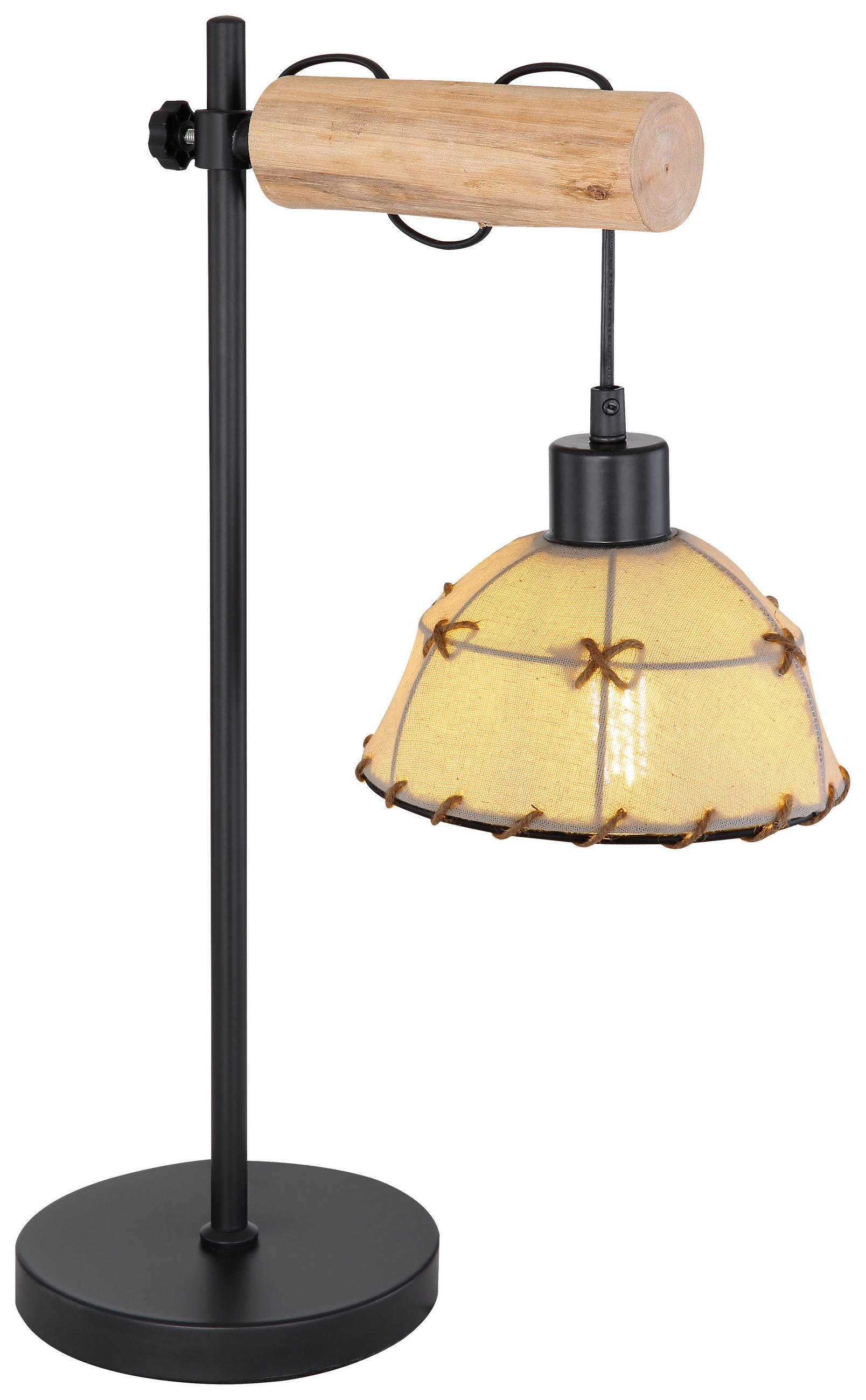 TISCHLEUCHTE Rex 36/18/55 cm   - Beige/Schwarz, Natur, Naturmaterialien/Textil (36/18/55cm) - Globo