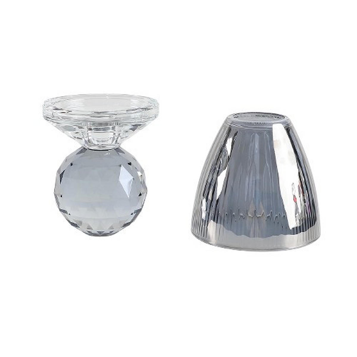 KERZENHALTER - Grau, Basics, Glas (11/11/18,5cm)