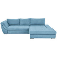 ECKSOFA in Flachgewebe Blau  - Blau/Silberfarben, Design, Textil/Metall (306/174cm) - MID.YOU