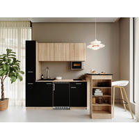 KUHINJSKI BLOK - črna/barve hrasta, Design, umetna masa/leseni material (180cm) - Respekta