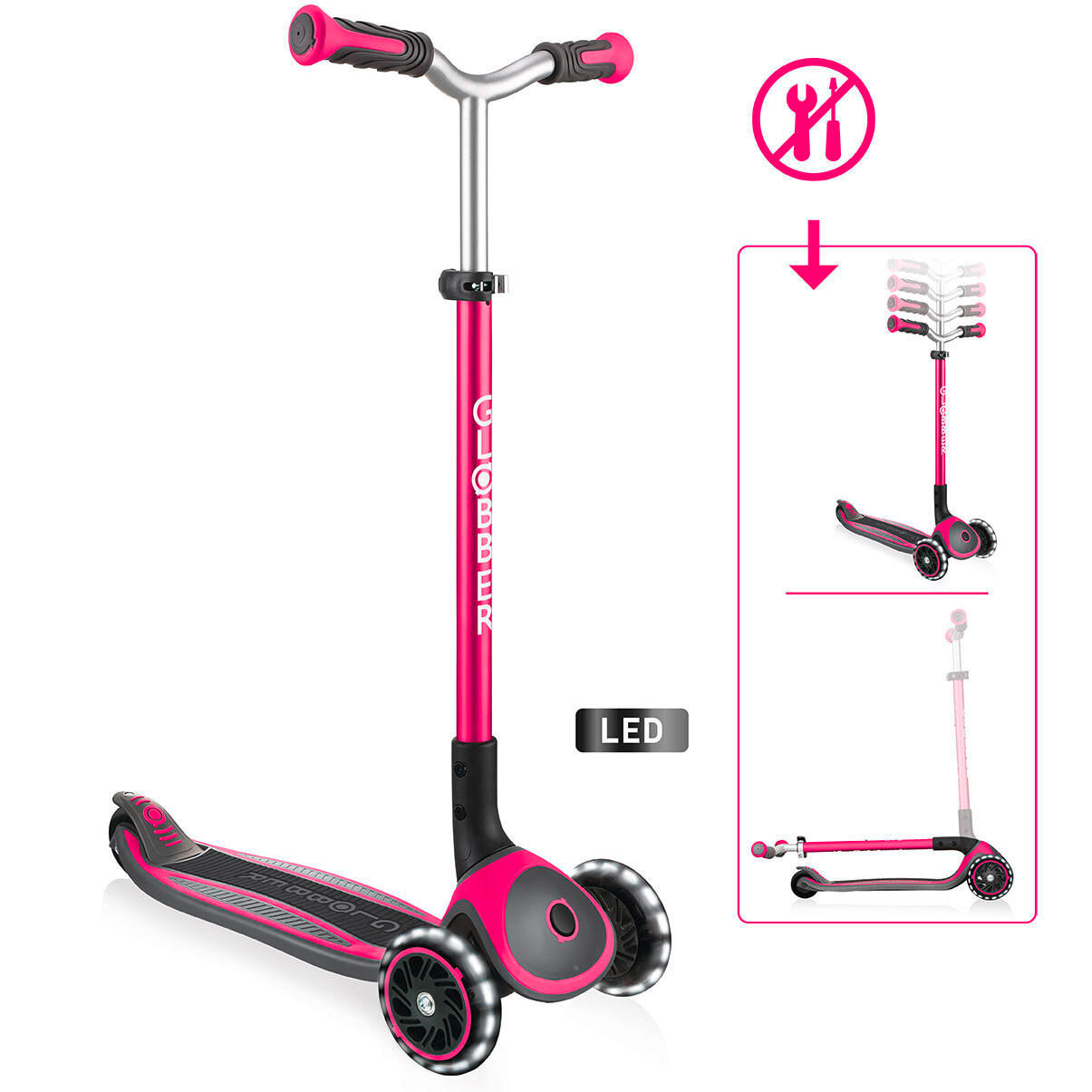 SCOOTER MASTER LIGHTS  - Pink, Basics (61/37/94cm) - GLOBBER