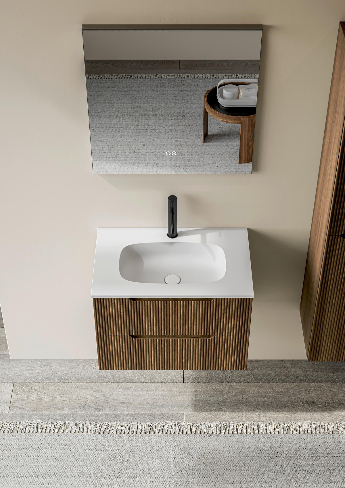 BADEZIMMER 3-teilig  in 120 cm  - Walnussfarben/Weiß, KONVENTIONELL, Holzwerkstoff/Stein (120cm) - Belluti