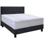 BOXSPRINGBETT 140/200 cm in Dunkelgrau - Dunkelgrau/Schwarz, KONVENTIONELL, Holz/Textil (140/200cm) - Elegando