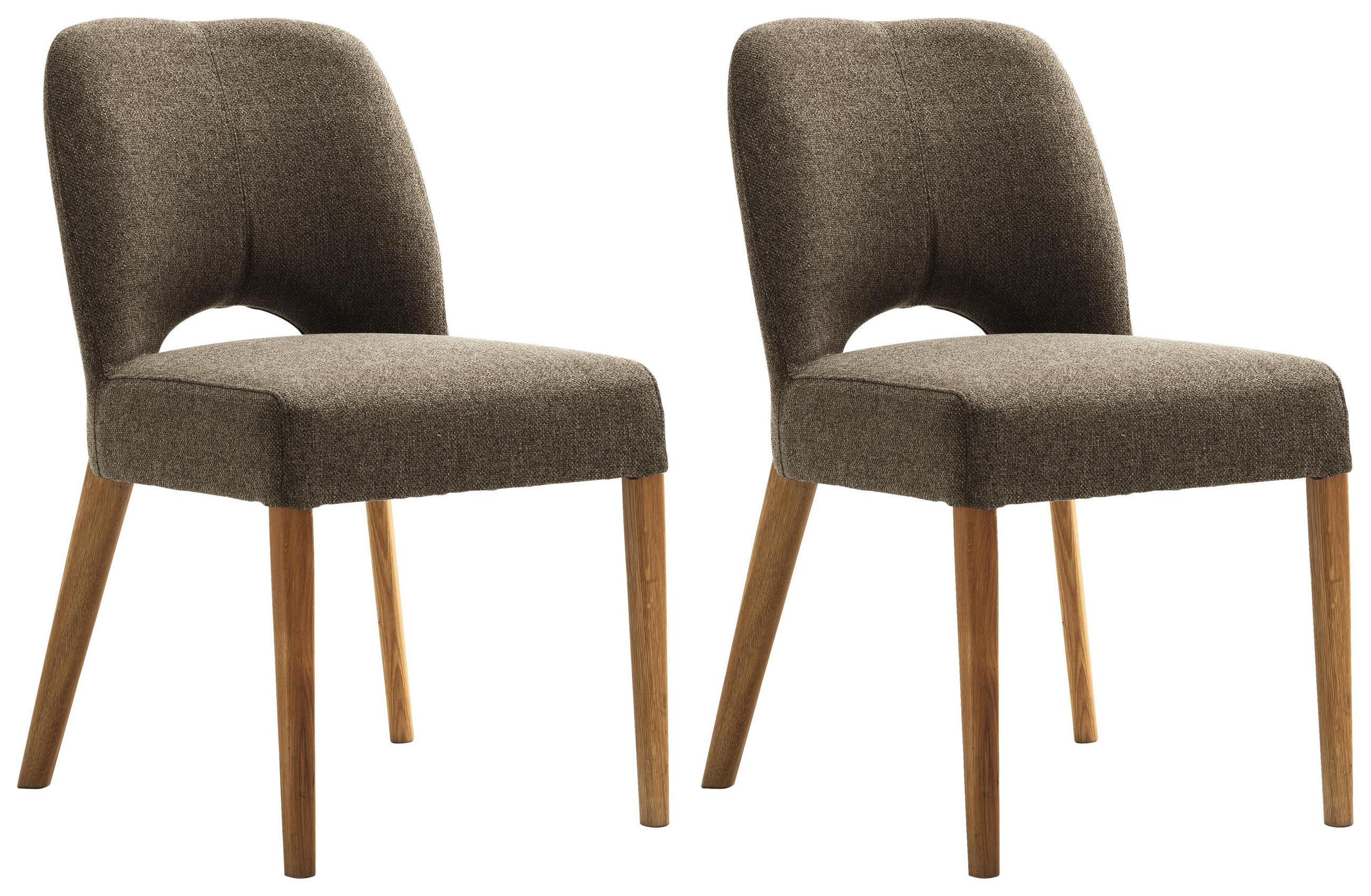 Stuhl-Set in Holz, Textil Braun, Taupe, Eichefarben