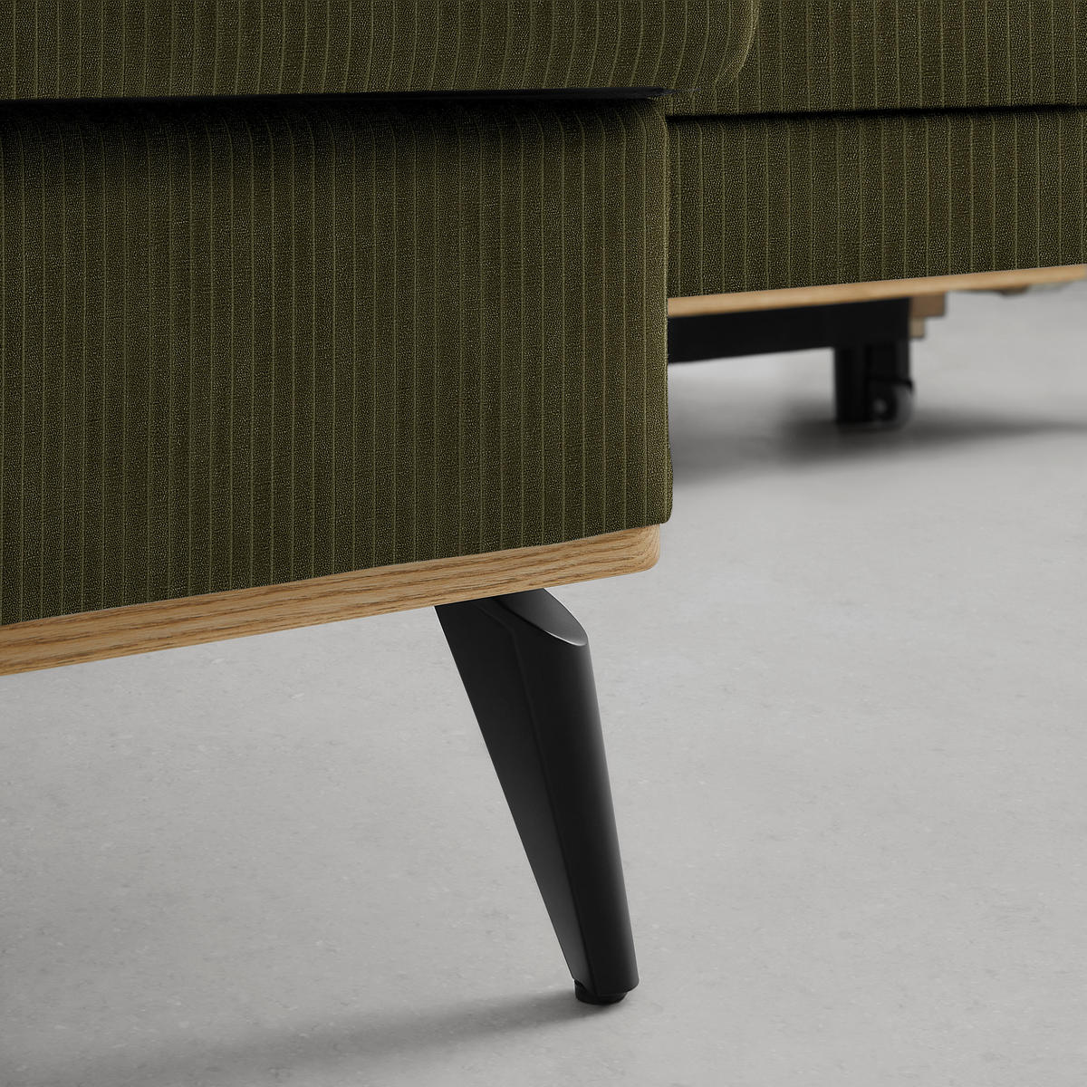 ECKSOFA Chenille, Cord Dunkelgrün  - Dunkelgrün/Schwarz, Konventionell, Holz/Textil (167/87/234cm) - MID.YOU