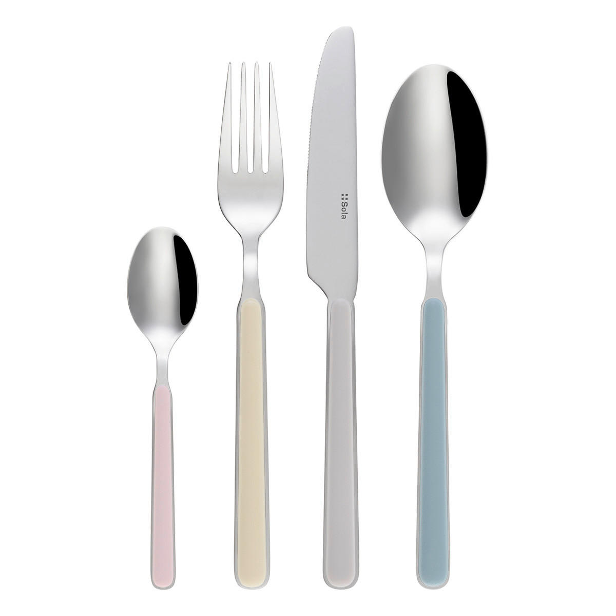 SADA PRÍBOROV, ušľachtilá oceľ, 16-dielne - viacfarebná/svetlomodrá, Design, kov/plast