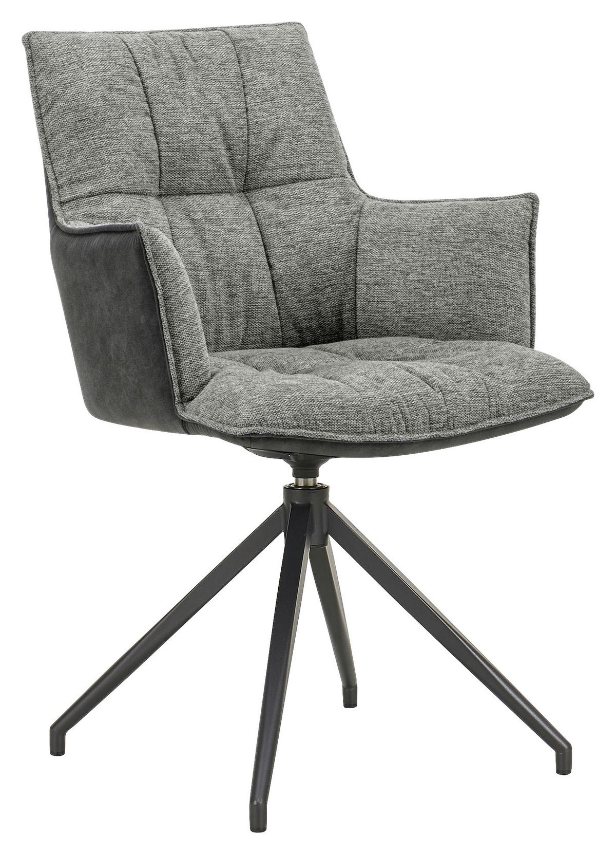 STOLIČKA S PODRÚČKAMI, železo, mikrovlákno, čierna, svetlosivá - čierna/svetlosivá, Design, kov/textil (59/89,5/63cm) - Novel