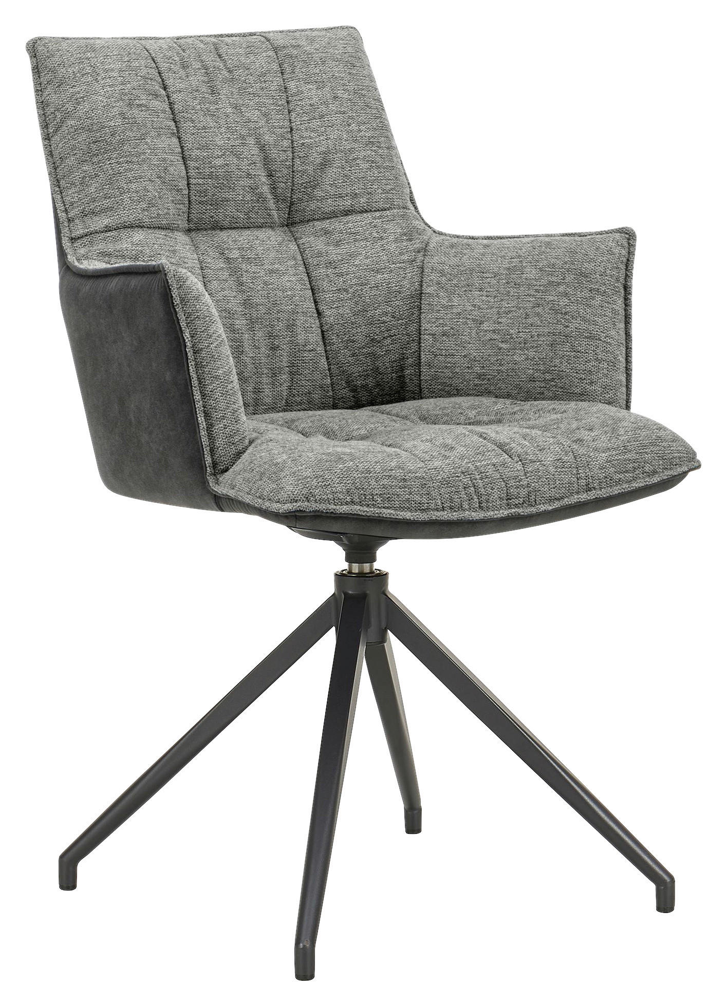 SCAUN CU BRAȚE din metal textil negru gri deschis